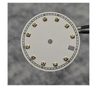 HUKILU yaoqijie 28.5mm Diamond Watch Dial Sun Texture Modification Watch Faces with Single Calendar Window Colour Dial for NH35 NH36 Movement Lasting(White Enamel dial)
