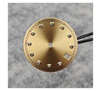 HUKILU yaoqijie 28.5mm Diamond Watch Dial Sun Texture Modification Watch Faces with Single Calendar Window Colour Dial for NH35 NH36 Movement Lasting(Gold)
