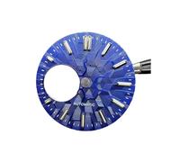 HUKILU yaoqijie 28.5mm Watch Dial Green Luminous Modification Watch Accessories Diving Texture Watch Faces for NH38/ NH34 Movement Lasting(Dark Blue)