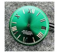 HUKILU yaoqijie 28.5mm Watch Dial with Calendar Window Roman Numerals Watch Faces for NH35 4R35 Mechanical Movement Lasting(Green)