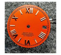HUKILU yaoqijie 28.5mm Watch Dial with Calendar Window Roman Numerals Watch Faces for NH35 4R35 Mechanical Movement Lasting(Orange)