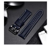 HUKILU yaoqijie Crazy Horse Handmade Genuine Leather Watchband Straps With Stainless Steel Silver Black Buckle 22mm 24mm 26mm Watch Strap lasting(Blue(black buckle),22mm)