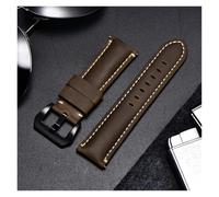 HUKILU yaoqijie Crazy Horse Handmade Genuine Leather Watchband Straps With Stainless Steel Silver Black Buckle 22mm 24mm 26mm Watch Strap lasting(Brown(black buckle),22mm)