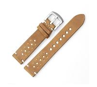 HUKILU yaoqijie Genuine Leather Watch Band 18mm 20mm 22mm Sports Breathable Wristband Watchstrap For Men Women lasting(YELLOW,18mm)