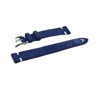 HUKILU yaoqijie Handmade Suede Watch Strap Band 18mm 20mm 22mm 24mm Quick Release Navy Blue Red/White Stitching Replacement Wristbands lasting(White stitching,20mm)