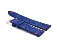 HUKILU yaoqijie Handmade Suede Watch Strap Band 18mm 20mm 22mm 24mm Quick Release Navy Blue Red/White Stitching Replacement Wristbands lasting(Red stitching,20mm)