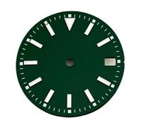 HUKILU yaoqijie NH35 28.5mm Watch Dial Sterile Blue Luminous Fit NH35 Automatic Movement Watch Accessories Parts with Calendar Window Lasting(Green)