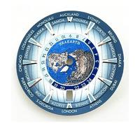 HUKILU yaoqijie NH35 33.5mm Sterile Watch Dial 6 o'clock Date Window Earth Watch Face Green Luminous Automatic Movement Watch Accessories Parts Lasting(Sky Blue)