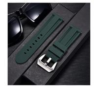 HUKILU yaoqijie Silicone Watch Band 22mm 24mm 26mm Stainless Steel Buckle Waterproof Rubber Watch Straps High Quality Replacement Watchbands lasting(Green-Silver,24mm)