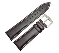HUKILU yaoqijie Smooth Genuine Leather Watchbands Black Dark Brown Bracelet 18 19 20 21 22 24mm Watch Band Strap Stainless Steel Silver Buckle lasting(Dark brown polished,24mm)