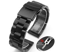 HUKILU yaoqijie Solid 316L Metal Strap Stainless Steel Bracelet 18mm20mm 22mm 24mm Watch GT4/GT3 46mm Belt for Luxury Wristband lasting(Black-Solid Buckle,22mm)