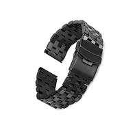 HUKILU yaoqijie Stainless Steel Watchband 18mm 20mm 22mm 24mm Solid Metal Brushed Trapezoid Bracelet For Women Men Watch Accessories lasting(Black,20mm)