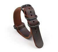 HUKILU yaoqijie Vintage Genuine Leather Watch Band 18mm 20mm 22mm Coffee Compatible With Nato Leather Strap Burst Crack Black Five Ring For Men Wristband lasting(22mm)
