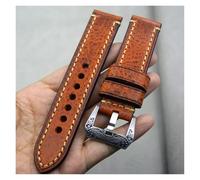 HUKILU yaoqijie Watch Accessories Oil Wax Leather Watch Strap 20mm 22mm 24mm Watch Band For Panerai Seiko Men Yellow Brown Watchband lasting(26mm)