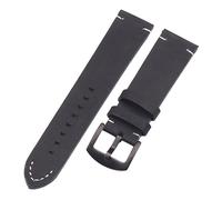 HUKILU yaoqijie Watchbands 18 20 22mm Italian Genuine Leather Dark Brown Black Man Women Handmade Vintage Wrist Watch Band Strap Metal Buckle lasting(Black black clasp,18mm)