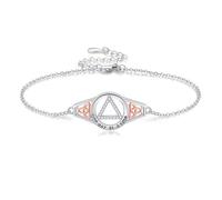 HUKKUN AA Sobriety Bracelet 925 Sterling Silver Celtic Stay Sober Recovery Bracelet Alcoholics Anonymous Jewelry Gifts for Women Friend