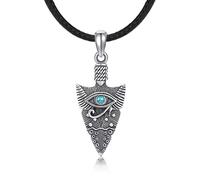 HUKKUN Arrowhead Necklace Sterling Silver Eye of Horus Pendant Necklace Arrowhead Jewellery Gifts for Men Women