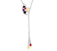 HUKKUN Artist Gifts Painting Palette Necklace Sterling Silver Lariat Y Necklace Artist Palette Jewellery Gifts for Artists Women