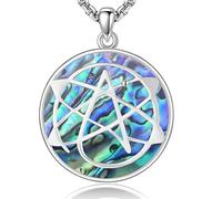 HUKKUN Atheist Necklace Sterling Silver Abalone Shell Science Jewelry Atheist Gift for Men