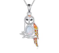 HUKKUN Barn Owl Gifts Sterling Silver Barn Owl Pendant Necklace Owls Jewellery Gifts for Women