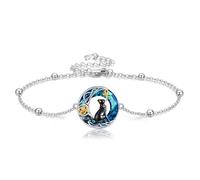 HUKKUN Black Cat Bracelet Sterling Silver Egyptian Bastet Cat Bracelet Egyptian Jewelry Black Cats Gifts for Women