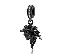 HUKKUN Black Horse Charm Sterling Silver Equestrian Horse Jewelry Gift for Women