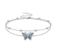 HUKKUN Butterfly Anklet Sterling Silver Butterfly Ankle Bracelet Love Knot Celtic Filigree Butterflies Jewellery Gifts for Women