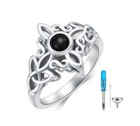 HUKKUN Celtic Ashes Ring Sterling Silver Celtic Urn Rings Witch Ashes Jewellery Witchy Gifts for Women