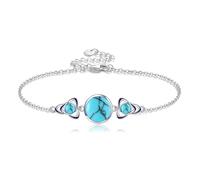 HUKKUN Celtic Bracelet Sterling Silver Trinity Knot Bracelet Turquoise Celtic Jewellery Gifts for Women
