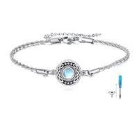 HUKKUN Celtic Knot Urn Bracelet for Ashes Stelring Silver Moonstone Cremation Keepsake Jewelry Gift for Women