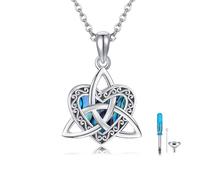 HUKKUN Celtic Knot Urn Necklace Sterling Silver Urn Celtic Knot Pendant Ashes Creation Jewelry For Women
