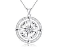 HUKKUN Compass Necklace for Women 925 Sterling Silver Compass Pendant Necklace College Graduation Jewelry for Women