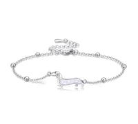 HUKKUN Dachshund/Ladybug/Turtle/Shark/Wave/Dragonfly/Horse Bit/Butterfly/Daisy/Mermaid Infinity Bracelet Sterling Silver Jewelry for Women
