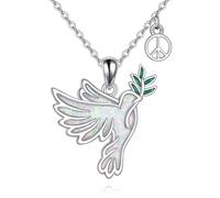 HUKKUN Dove Necklaces 925 Sterling Silver Bird Necklace Olive Branch Peace Symbol Jewelry Gifts for Women
