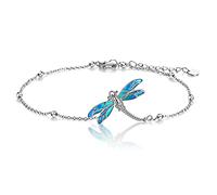 HUKKUN Dragonfly Ankle Sterling Silver Adjustable Dragonfly Anklet Bracelet Jewelry Gifts for Women Lover