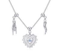 HUKKUN Evil Eye Necklace for Women Sterling Silver Italian Horn Charm Necklace Evil Eye Jewellery Gifts for Women