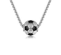 HUKKUN Football Necklace Sterling Silver Football Chain Soccer Necklace Football Jewellery for Men Rolo Chain