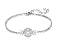 HUKKUN Hecate Bracelet Sterling Silver Hekate Bracelets Created Moonstone Tirple Moon Bracelet Hekate Jewelry for Women