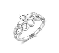 HUKKUN Hibiscus Ring Sterling Silver Plumeria Flower Ring Hawaiian Hibiscus Jewelry Gift for Women Q