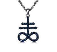 HUKKUN Leviathan Necklace Sterling Silver Black Abalone Shell Satanic Leviathan Jewelry Gift for Men