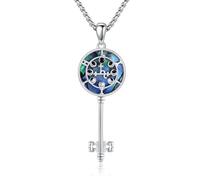HUKKUN Lilith Necklace 925 Sterling Silver Moon Phase Key Pendant Necklace for Women Abalone Shell Lilith Jewelry for Women