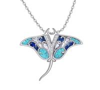 HUKKUN Manta Ray Necklace Sterling Silver Stingray Necklace Turquoise Ocean Jewellery Manta Ray Gifts for Women