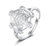 HUKKUN Metatron's Cube Ring Mysterious Sacred Geometry Hollowed Out Talisman Jewelry For Women