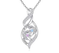 HUKKUN Miscarriage Keepsake Gift for Mother Sterling Silver Angel Footprint Necklace Mommy of An Angel Bereavement Jewelry Gift for Loss Pregnancy Parent