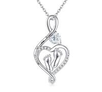 HUKKUN Miscarriage necklace Sterling Silver Mommy of an Angel Pendant with Baby Feet Loss of Pregnancy Memorial Jewelry for Women