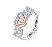 HUKKUN Miscarriage Ring Sterling Silver Angel Wing Ring Heart Footprint Mommy of An Angel Memorial Rings Jewelry Miscarriage Gifts Loss Memorial Sympathy Jewelry for Mom Women