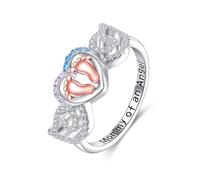 HUKKUN Miscarriage Ring Sterling Silver Angel Wing Ring Size 8 Heart Footprint Mommy of An Angel Memorial Rings Jewelry Miscarriage Gifts Loss Memorial Sympathy Jewelry for Mom Women