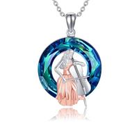 HUKKUN Music Necklace Sterling Silver Crystal Cello Pendant Necklace Music Jewelry Gifts for Women