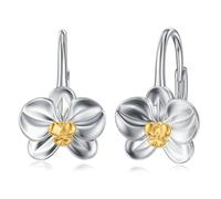 HUKKUN Orchid Earrings Sterling Silver Orchid Leverback Earrings Flower Jewelry Gifts for Women
