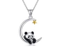 HUKKUN Panda Gifts Sterling Silver Panda/Axolotl Necklace Moon Star Pendant Necklace Jewelry Gifts for Women